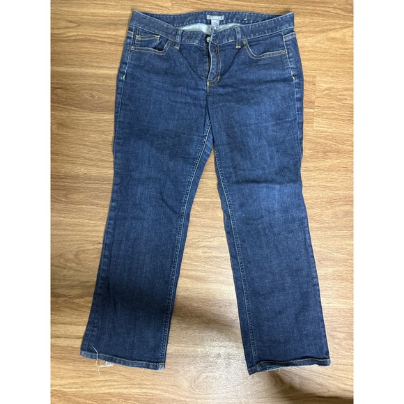 Ann Taylor Denim - Ann Taylor Petites Women 16P Dark Wash Blue Straight Leg Denim Jeans Mid Rise